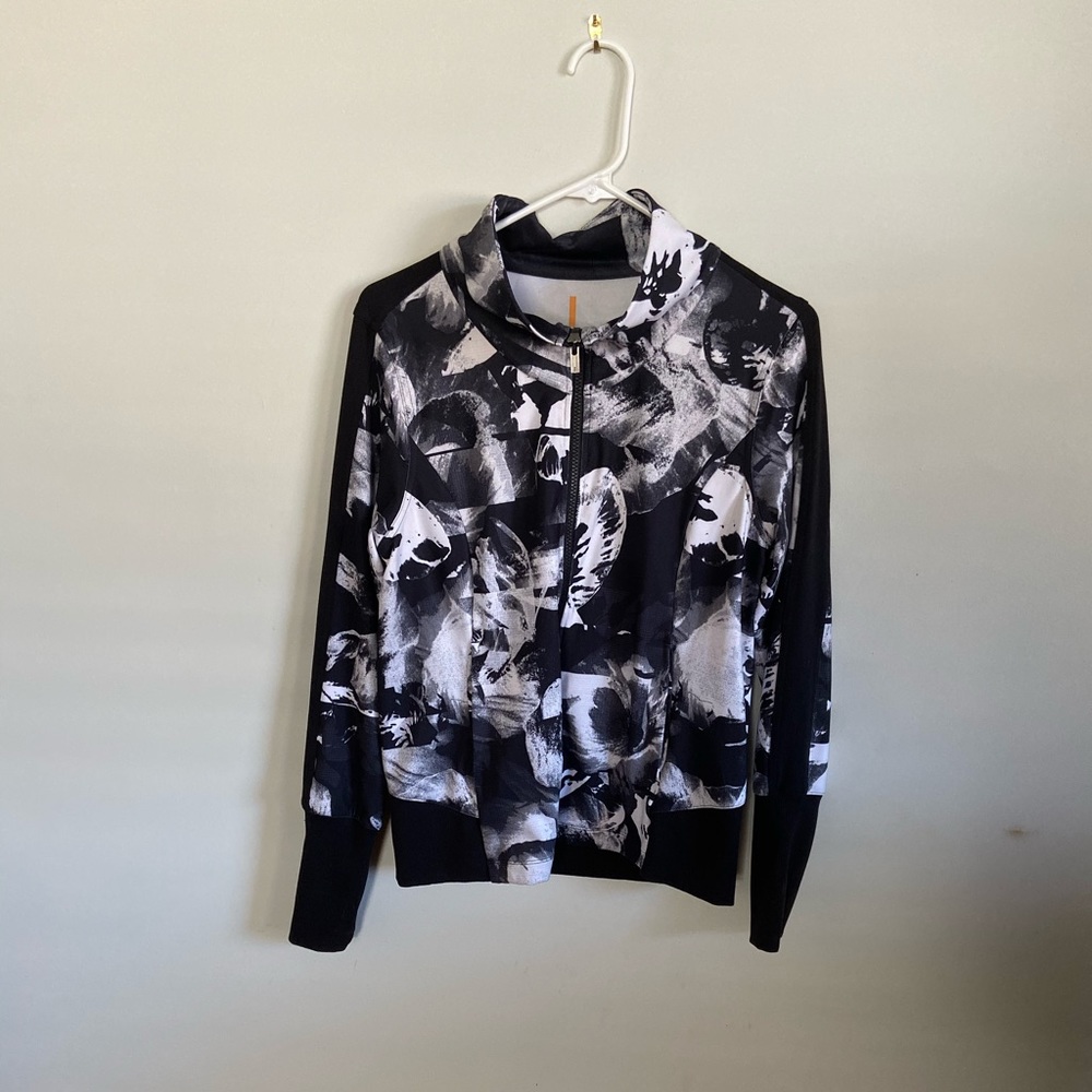 Lucy black and white floral athletic jacket